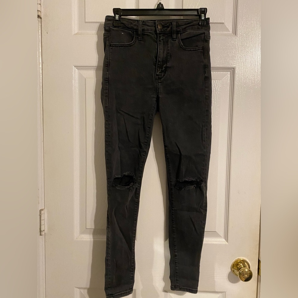 American Eagle Black Super Hi-Rose Jeggings Jeans